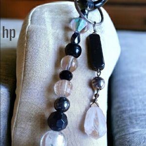 Black & White Crystal Beaded Handcrafted Keychain